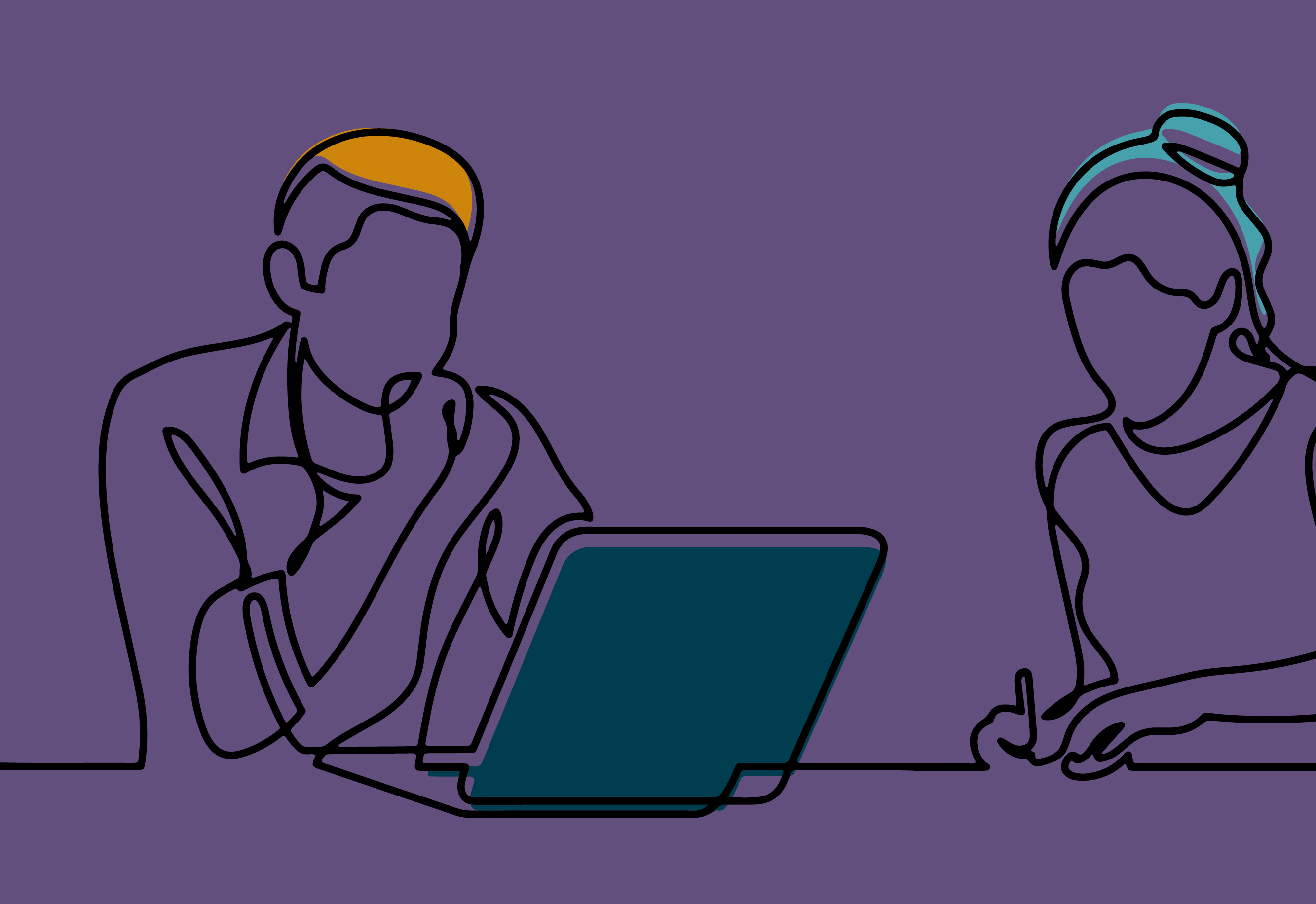 Illustration of a person looking at a computer. Illustration of a person looking at a computer.