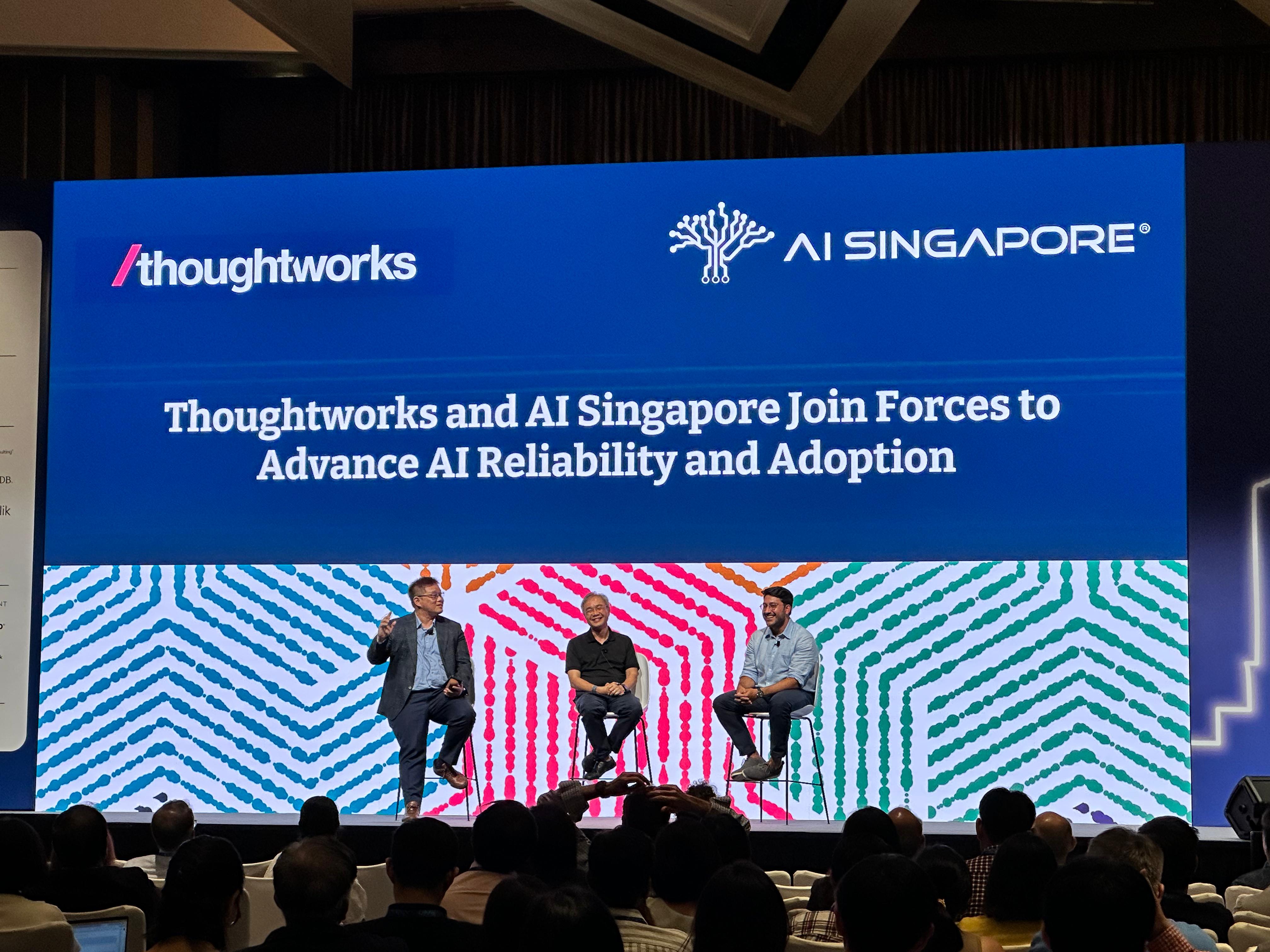 Speakers at the panel discussion where the MOU between Thoughtworks and AISG was announced