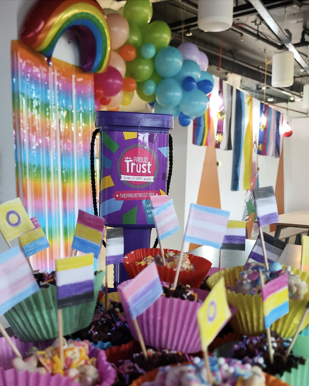 Pride celebration in our Manchester office with cakes and fundraising for The Proud Trust