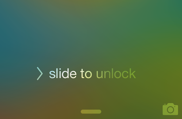 The 'slide to unlock' animation feature on the Apple iPhone the animation of the iPhone shows users and tells users that it can be unlocked by sliding