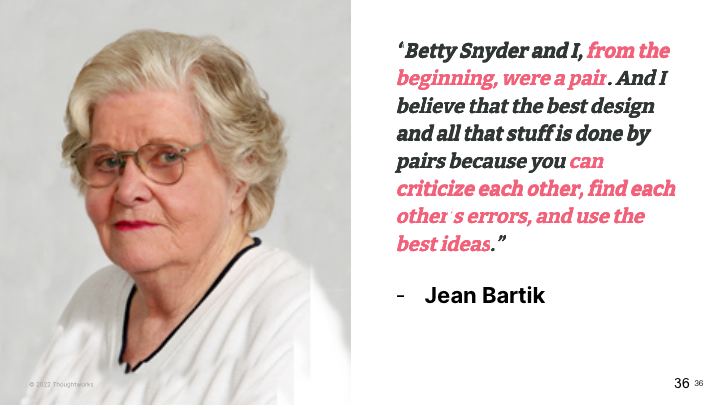Jean Bartik，她是最早的程序员之一。
