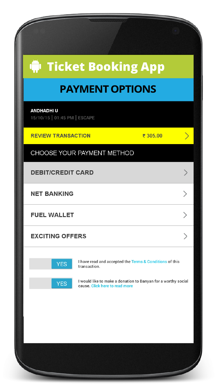 Moving to the Payment Gateway on the Ticket Booking App